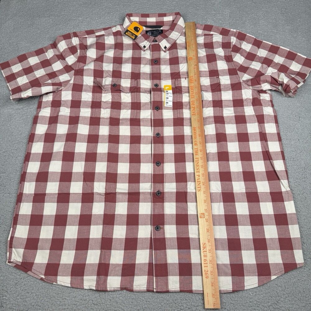 Carhartt Shirt Mens 2XL Tall Red Plaid Loose Fit Midweight Short Sleeve 106140 - Picture 10 of 12